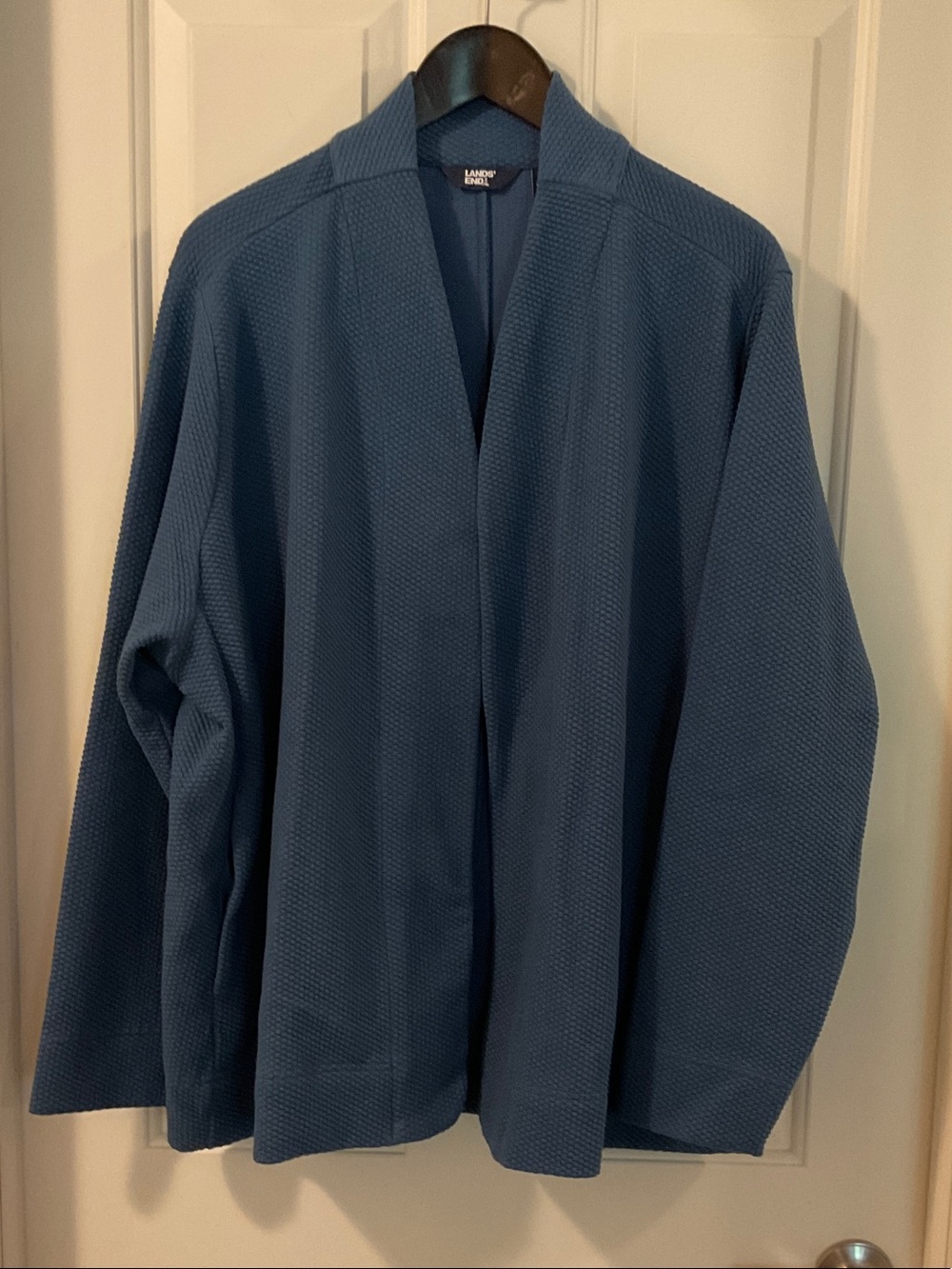 Lands' End Men's Slate Blue Open-Front Shirt Jacket